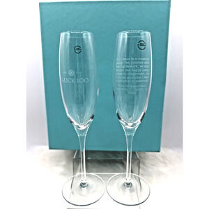 Tiffany & Co Crystal Champagne Flutes -100th Anniversary of Tauck Travel Co.